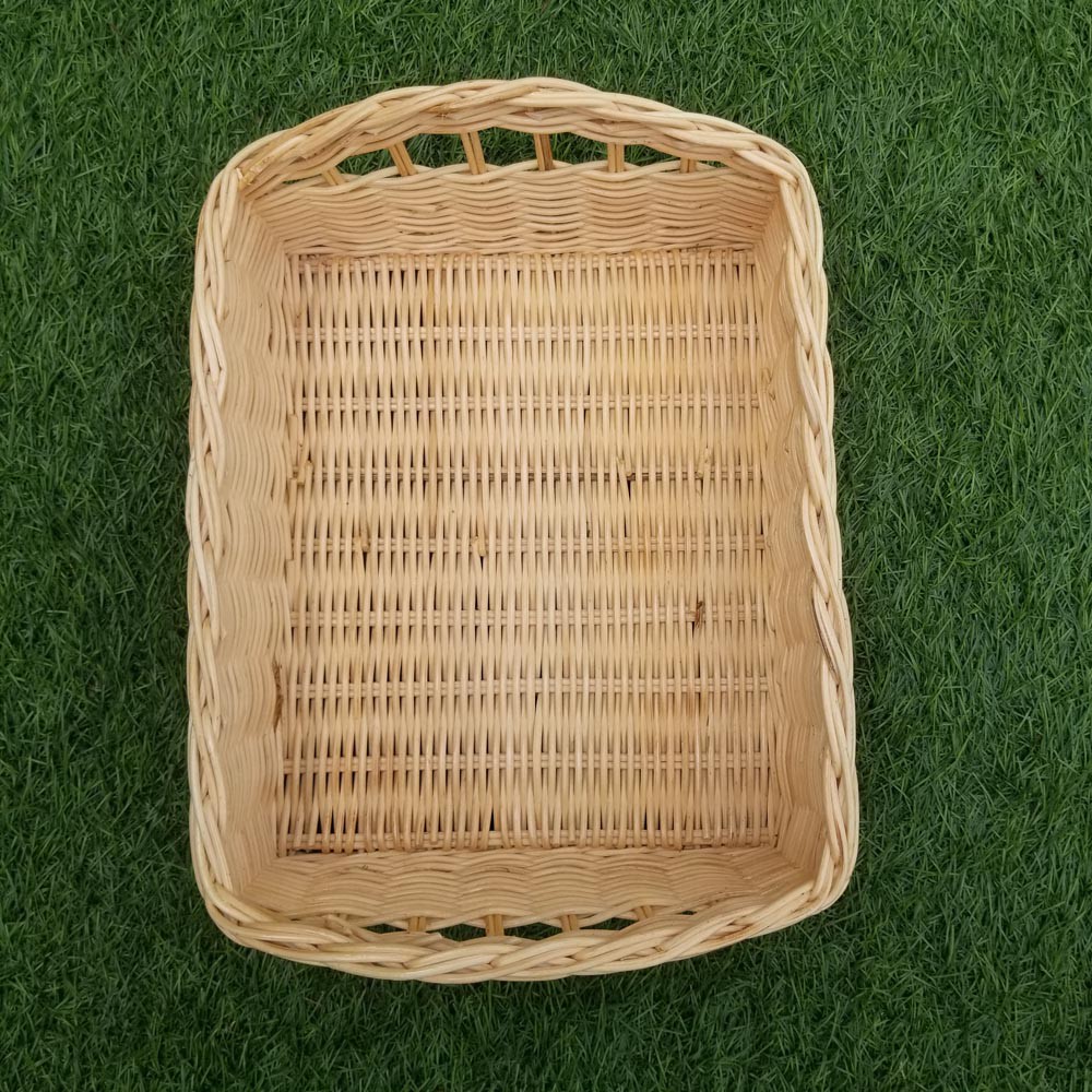 Kerajinan Tangan Rotan Keranjang Nampan Baki Gunung Handle 29x23x12cm