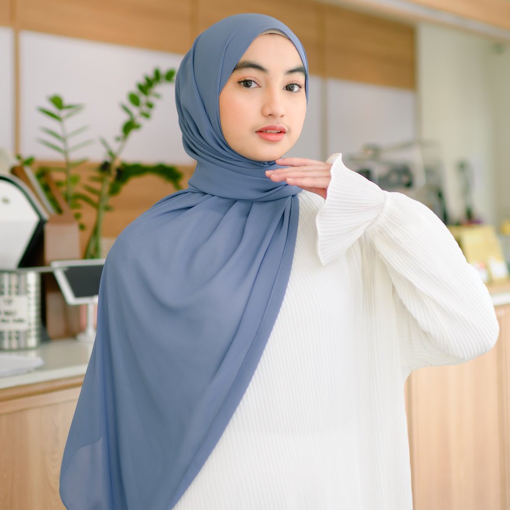 Lozy Hijab - Bawal Shawl ( Pashmina Ceruty Babydoll )-Denim