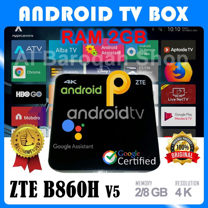 STB ANDROID TV BOX ZTE 4K B860H V5 RAM 2GB INTERNAL 8GB  UNLOCK FULL APLIKASI ANDROID PIE