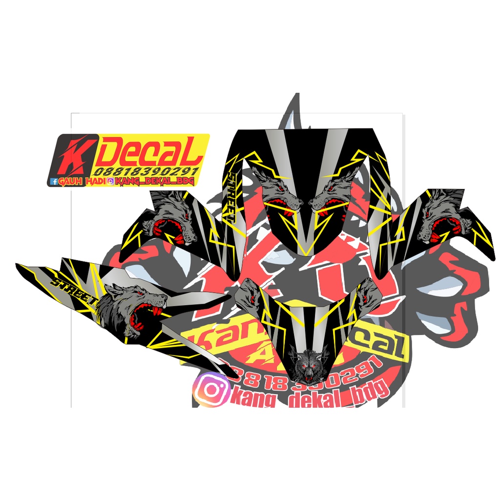 decal beat 2020 serigala hitam kuning