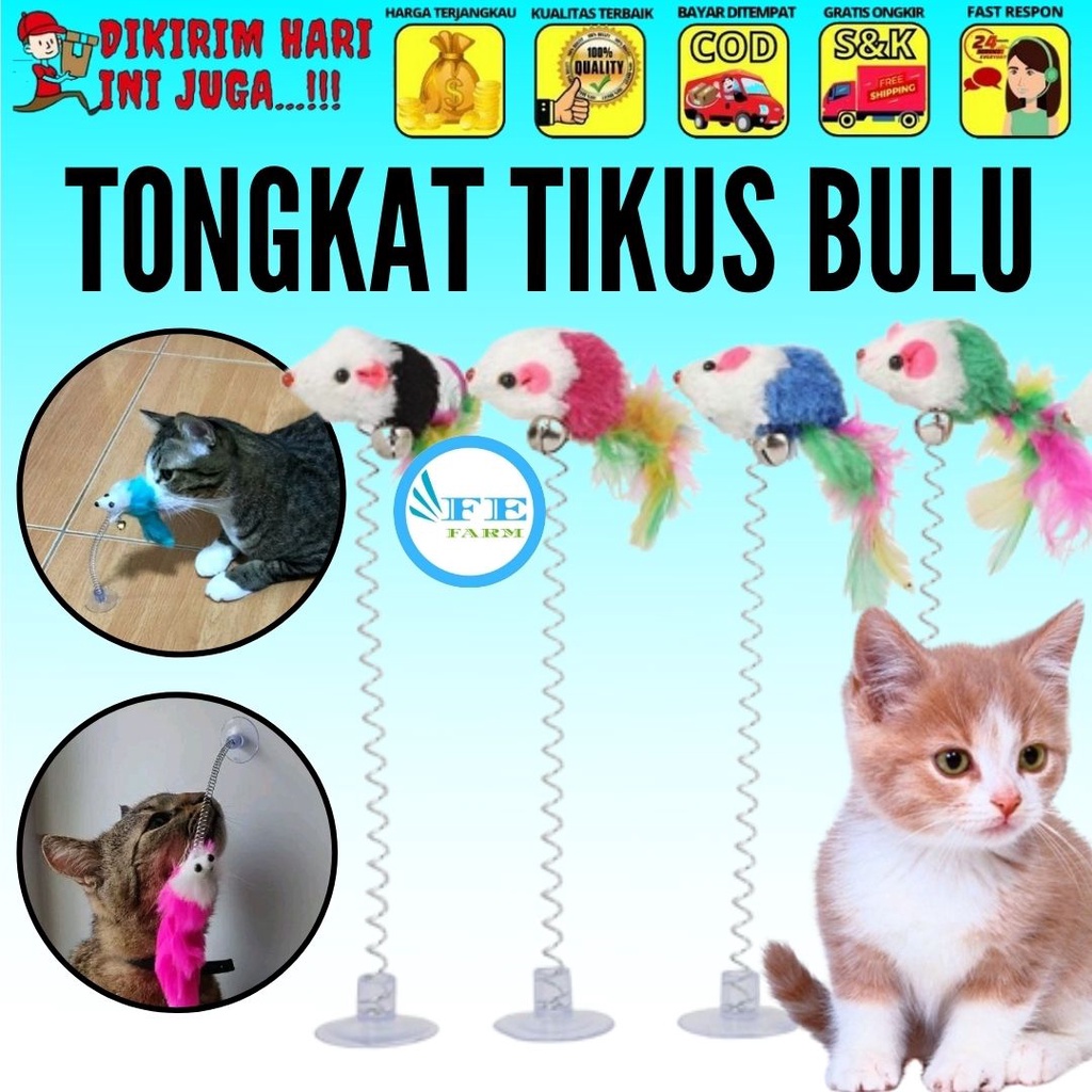 Mainan Kucing Per Tikus Bulu Cat Toys Lucu Bergerak Termurah  FEFARM