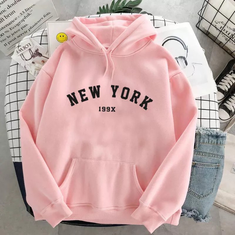 SWEATER POLOS HOODIE JUMPER NEW YORK 199X PRIA WANITA SIZE M - XXL