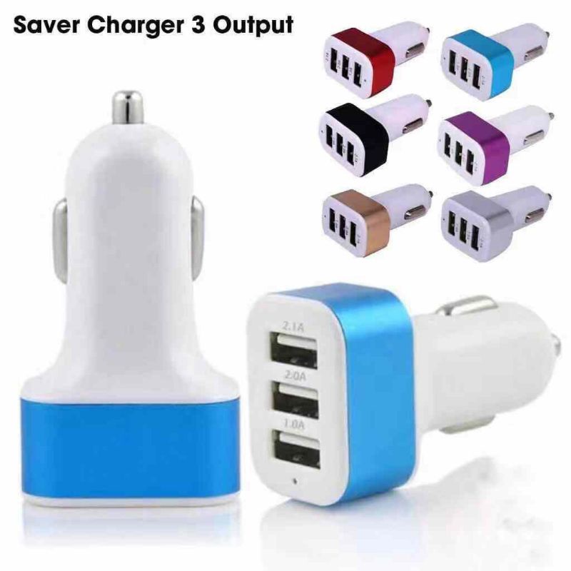 MINIGO SAVER MOBIL ATAU CASAN MOBIL VIBOX 2 USB 2.1A UNIVERSAL KEPALA CHARGER CAR 3 OUTPUT SAVER MOBIL 3 USB CASAN MOBIL