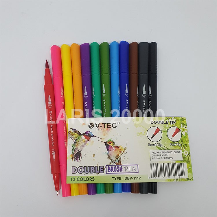 

Brush Pen Vtec Double Tip 12 warna DBP1112