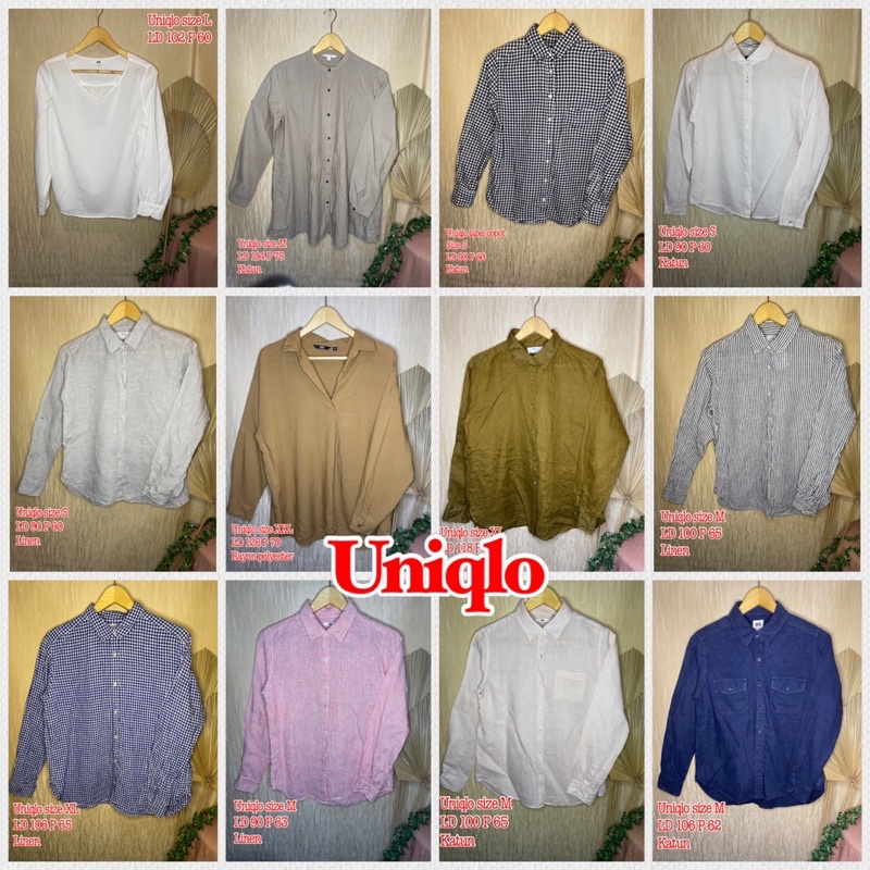 Thrift/preloved kemeja blouse atasan wanita Uniqlo mix