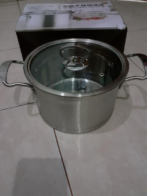 Panci Advanced Stainless Steel Tebal Soup Pot 20 Cm Tutup Kaca