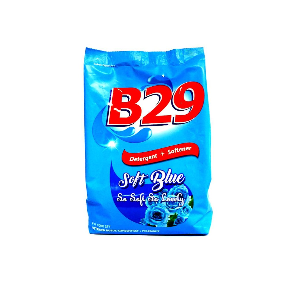 B29 Sabun Pencuci Pakaian Powder Detergent Blue Plus Softener 777 GR ...