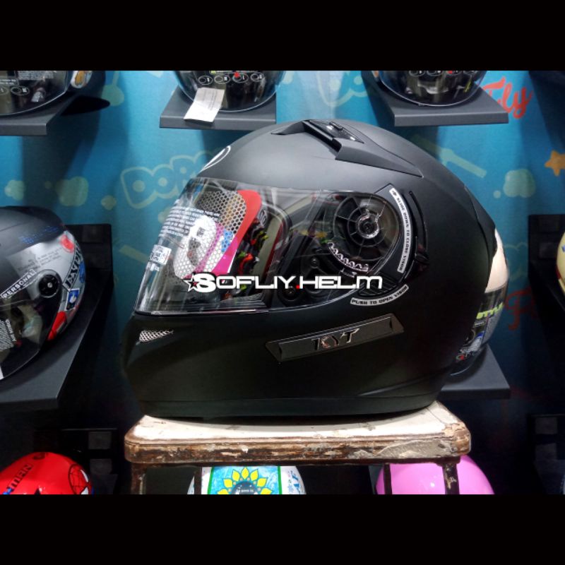 helm kyt k2 rider solid black doff double visor full face