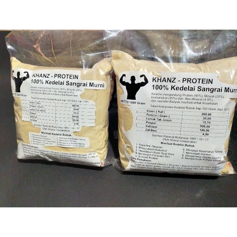 WHEY PROTEIN KHANZ PROTEIN BUBUK SUSU KEDELAI MURNI 100%(1000GRAM)