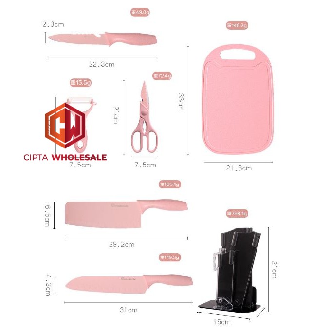 Pisau dapur Set kitchen Knife Set Alat dapur set Gift premium 7 in 1 POENSCAE
