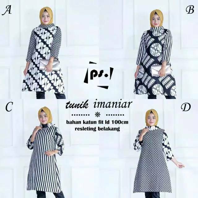 Tunik imaniar monochrome batik modern