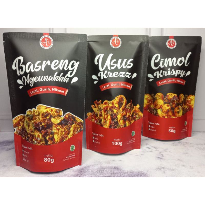 

Ai Cimol Daun Jeruk / Cimol Viral / Cimol Kering Crispy 50 Gr