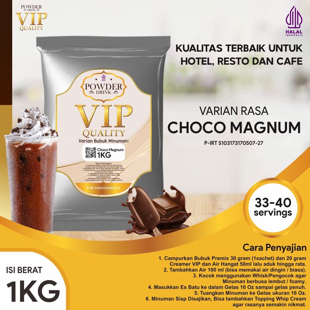 

Bubuk Minuman Kualitas VIP Rasa Choco Magnum 1 Kg Coklat Magnum Bubuk Minuman Kelas VIP Boba Drink Powder