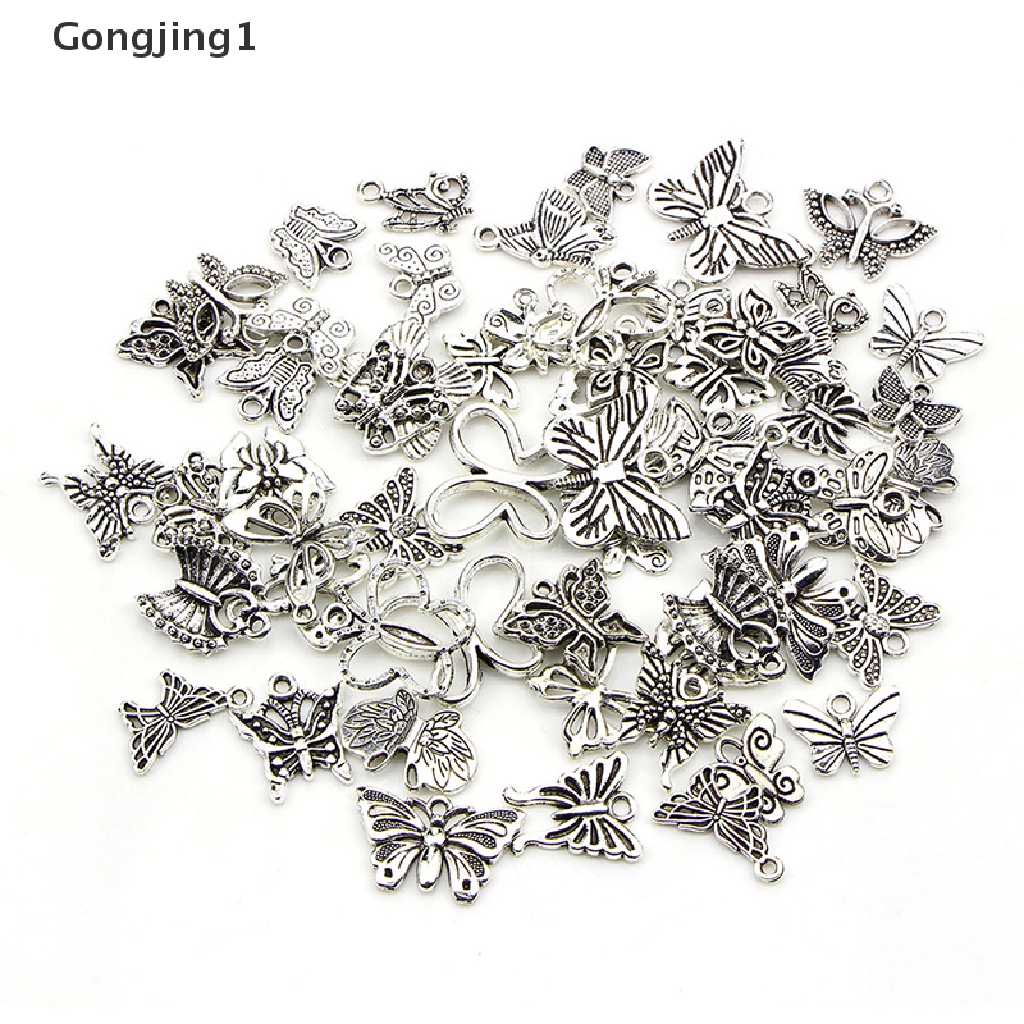 160pcs / set Liontin Bentuk Kupu-Kupu Warna Silver Gaya Vintage Tibet Untuk Kerajinan Perhiasan