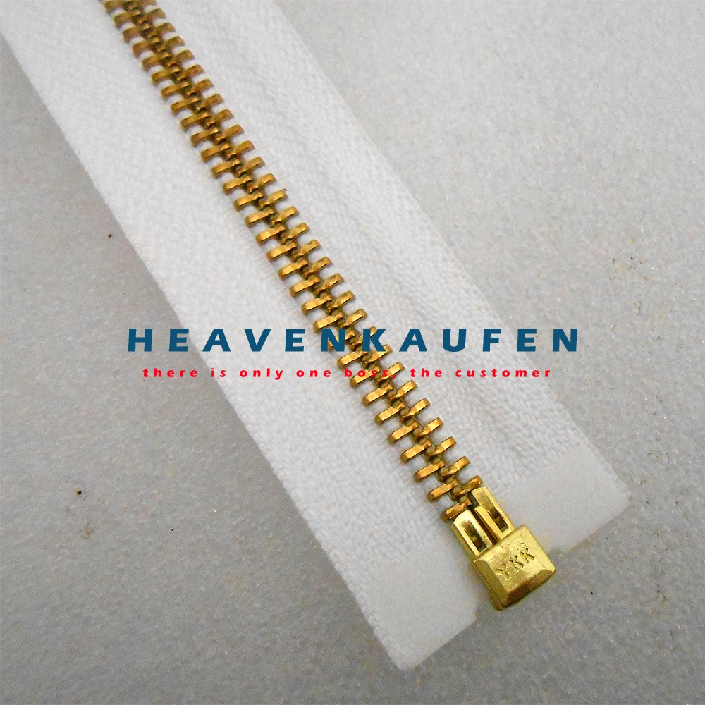 Resleting Zipper YKK Gigi Besi 75 cm Putih - Gold Emas Bolak Balik