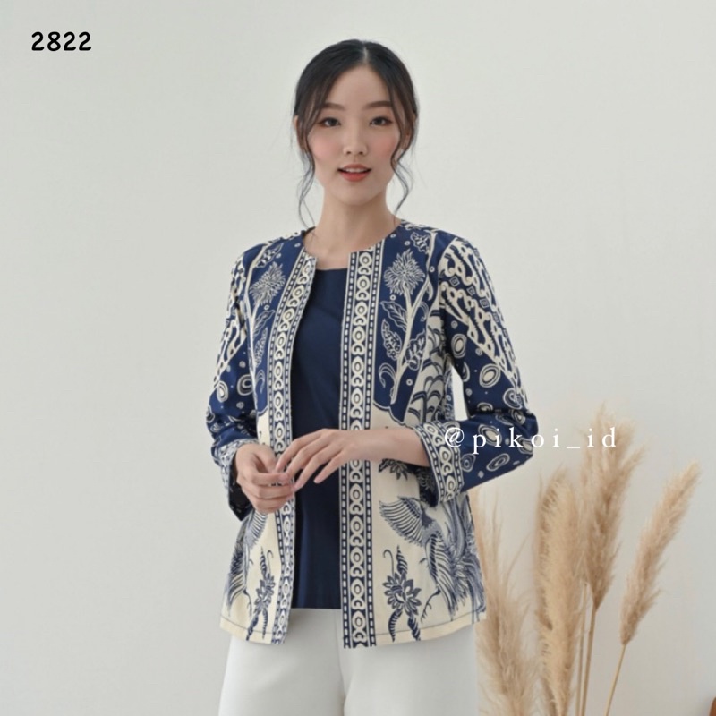 Atasan Batik wanita modern lengan panjang / baju seragam batik kantor / 2962 / 242