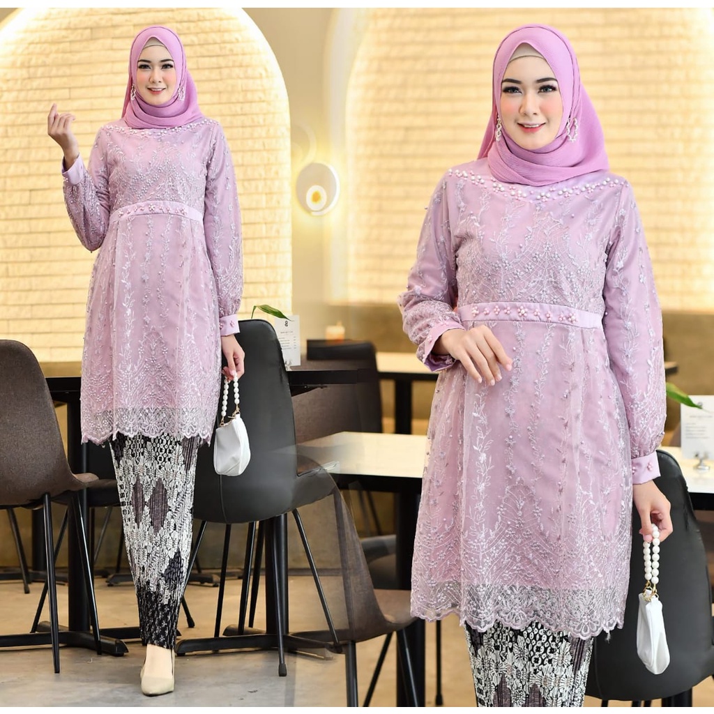 Kadai.baju / Setelan tunik blouse shabyra / Kebaya brukat / Kebaya tulle / tunik wisuda dan pernikahan Size M L XL XXL