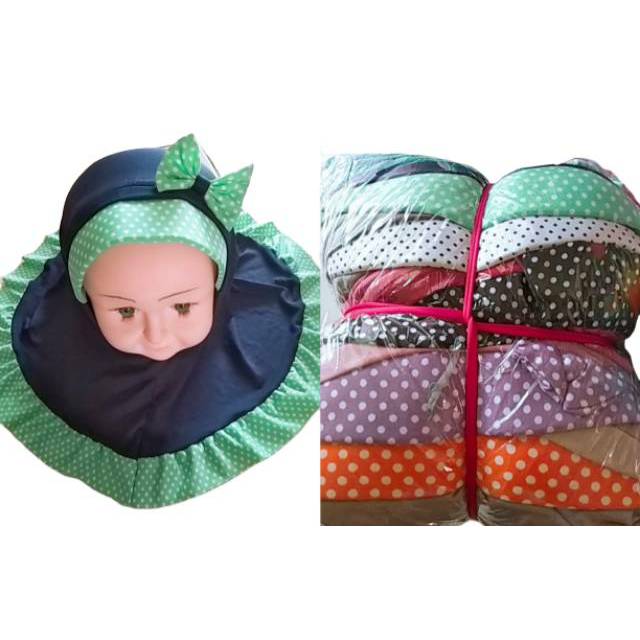 Jilbab Bayi Polka Pita Warna Cantik Lucu J12