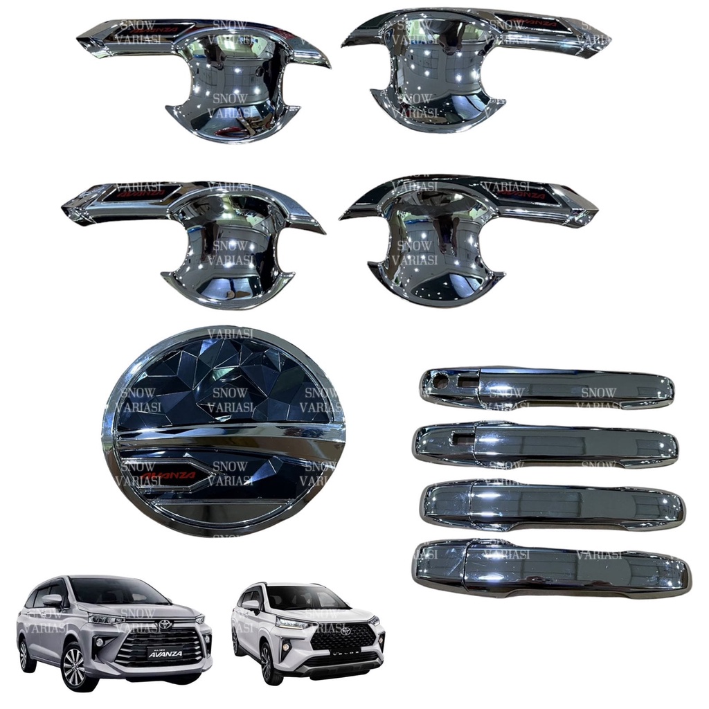 Paket Outer Handle Tank Cover All New Avanza Veloz 2022 Up Hitam Chrome