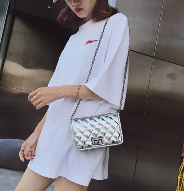 tas import wanita selempang kulit sentetis tali rantai sling bag cewek murahlucu