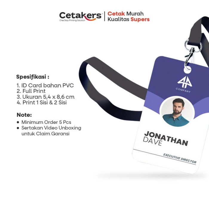 

Aman Id Card Pvc 5,4X8,6 - Custom Print Murah Limited