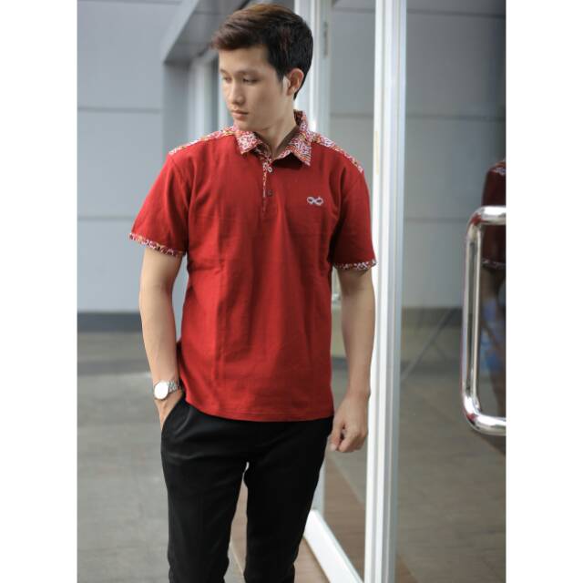 Loyal Kaos Polo Batik Maroon Modern Pria M L XL XXL