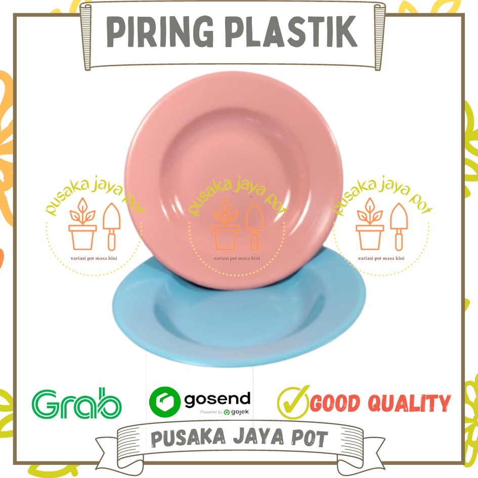 Tebal Piring Plastik 8 Inch Murah  Warna Putih Pink Biru Pastel - Piring Kecil Besar Set Makan Plast