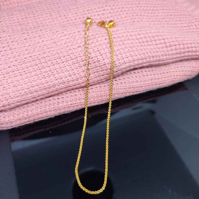 Gelang kaki rantai poly ukuran dewasa lapis emas