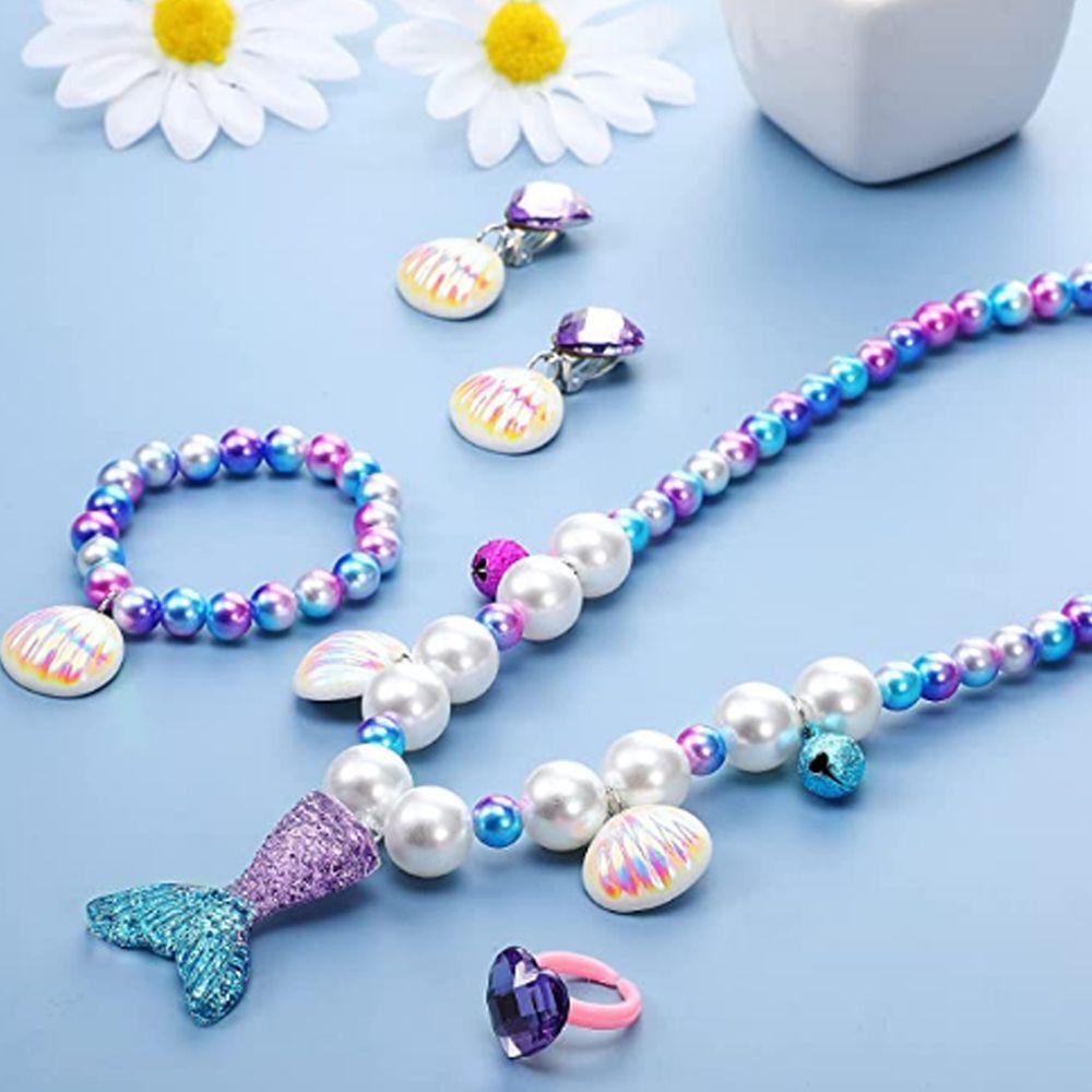 Preva Mermaid Kalung Gelang Aksesoris Fashion Set Perhiasan Untuk Pesta Mermaid Shell Anting