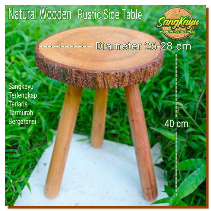 Meja sudut side table 26-28cm meja tanaman hias meja kayu mini Rustic