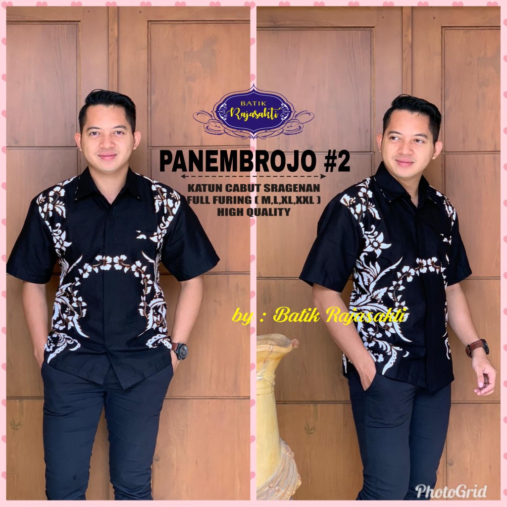 PANEMBROJO PEN Kemeja Batik Pria Lengan Pendek Katun Halus FULL FURING Rajasakti