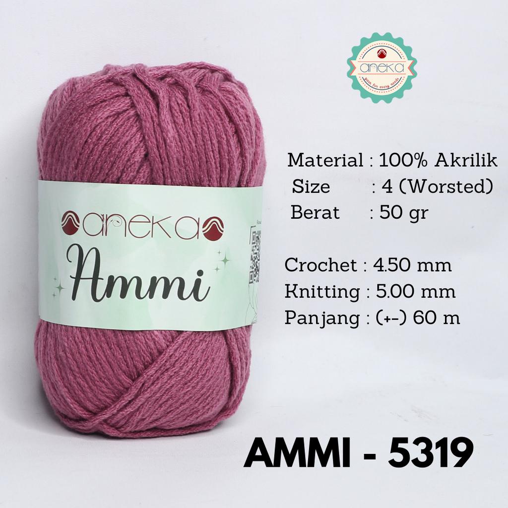 Benang Rajut Ammi / 100% Acrylic / 6 Ply Akrilik - 5319 (Dusty Ungu)