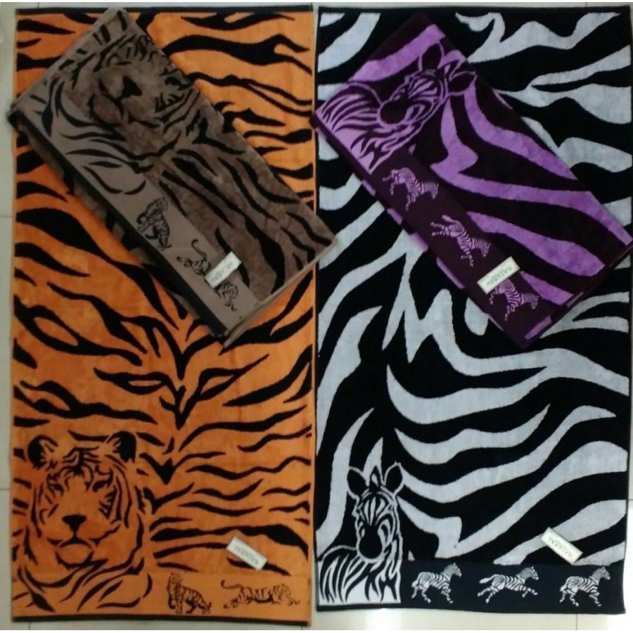 Handuk mandi Natural Animal Zebra Tiger Jerapah bahan katun Lembut