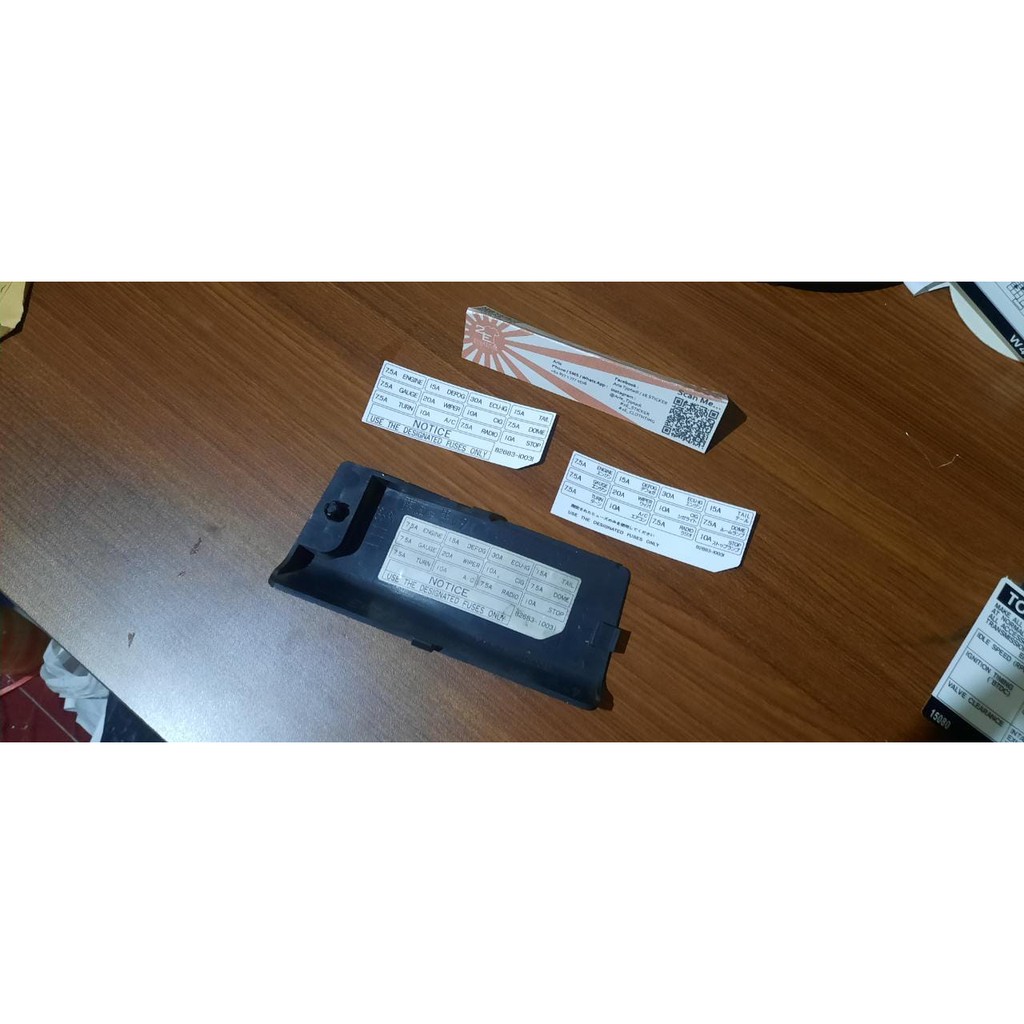 Stiker Diagram Sekring Dasboard Toyota Starlet Kotak EP70 EP71