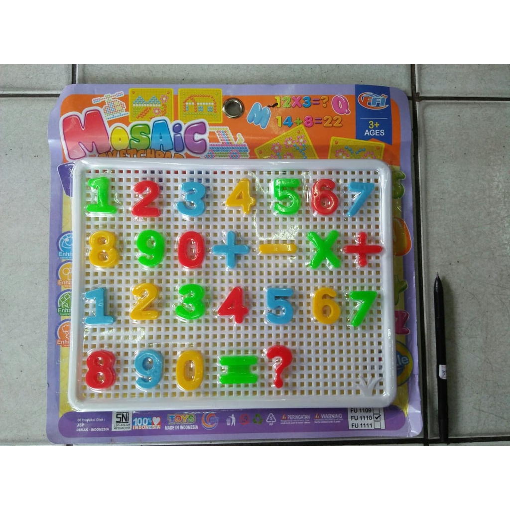 Mainan Papan Tempel Angka Bongkar Pasang Sketch Mosaic