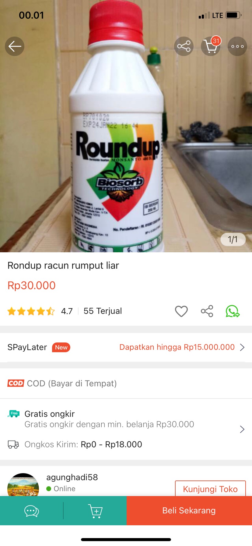 Rondup Racun Rumput Liar