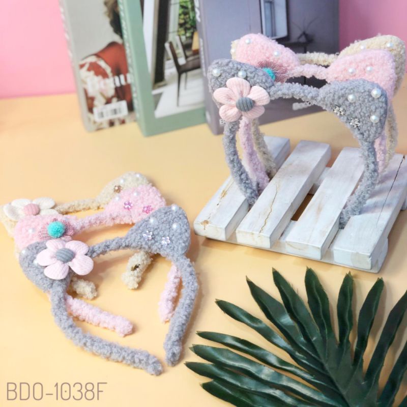 BANDO ANAK IMPORT / BANDO BULU KUPING BUNGA MUTIARA / BANDO ANAK PEREMPUAN LUCU