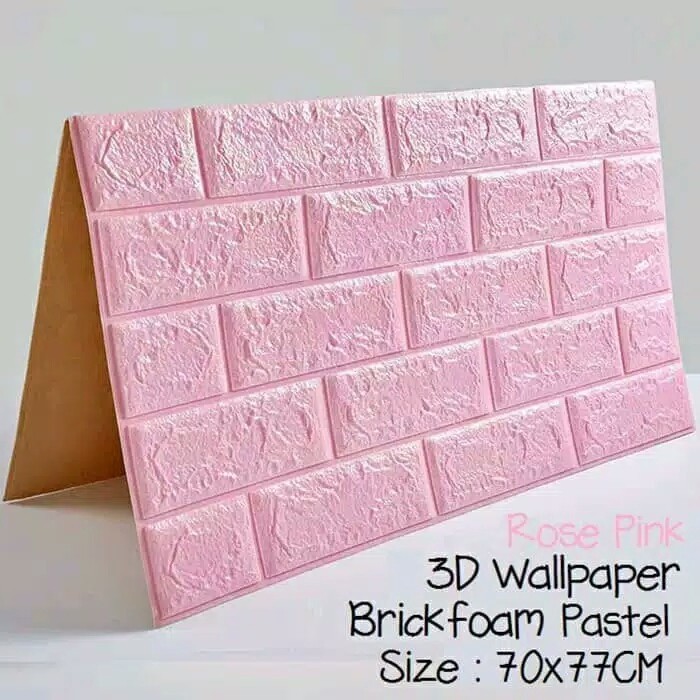 WALLPAPER FOAM 3D WARNA PINK UKURAN 77 CM X 70 CM