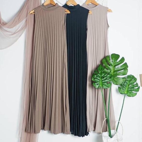 Recomended.. LONG DRESS PLISKET TANPA LENGAN PAKAIAN MUSLIM WANITA DRESS PLISKET TANPA LENGAN