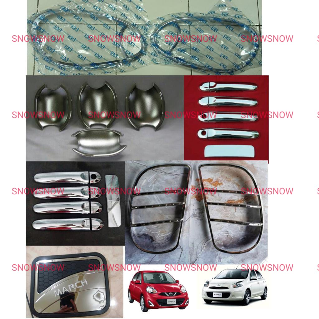 Paket Garnish Depan Belakang Outer Handle Tank Cover Nissan March 1 2 Lubang 4pcs 5 pcs Chrome