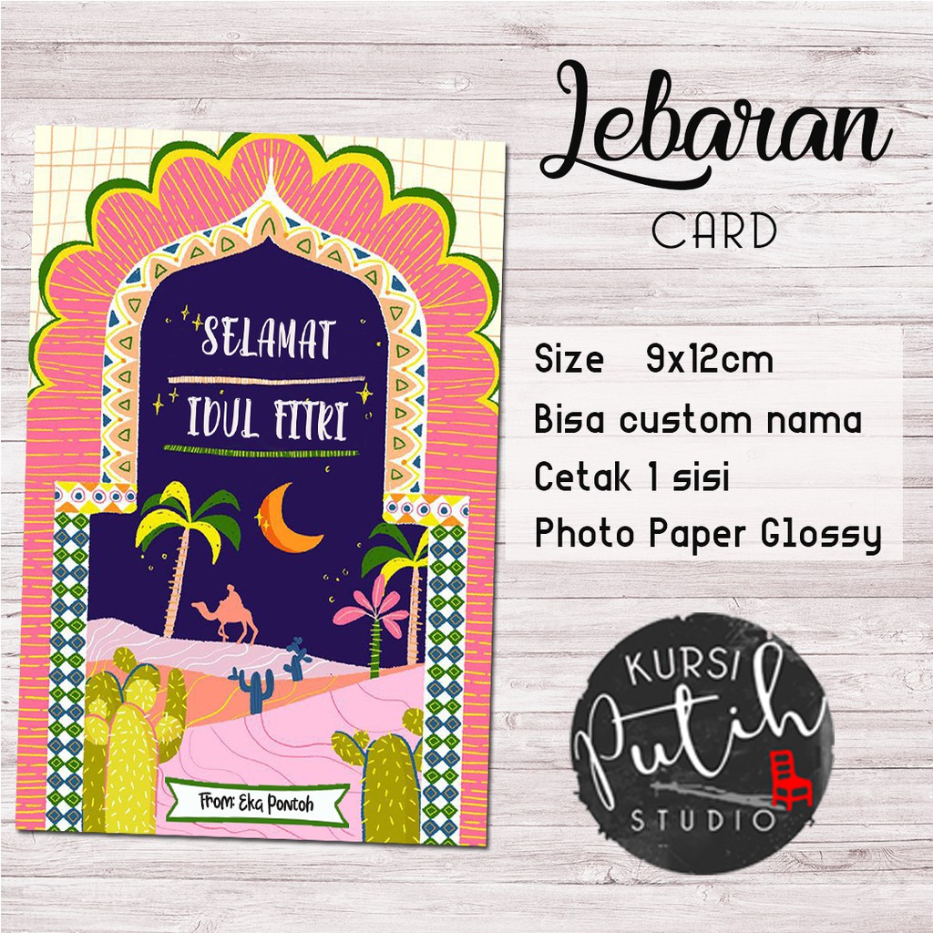 

Kartu lebaran / kartu ucapan / kartu idul fitri tanpa amplop motif arabian