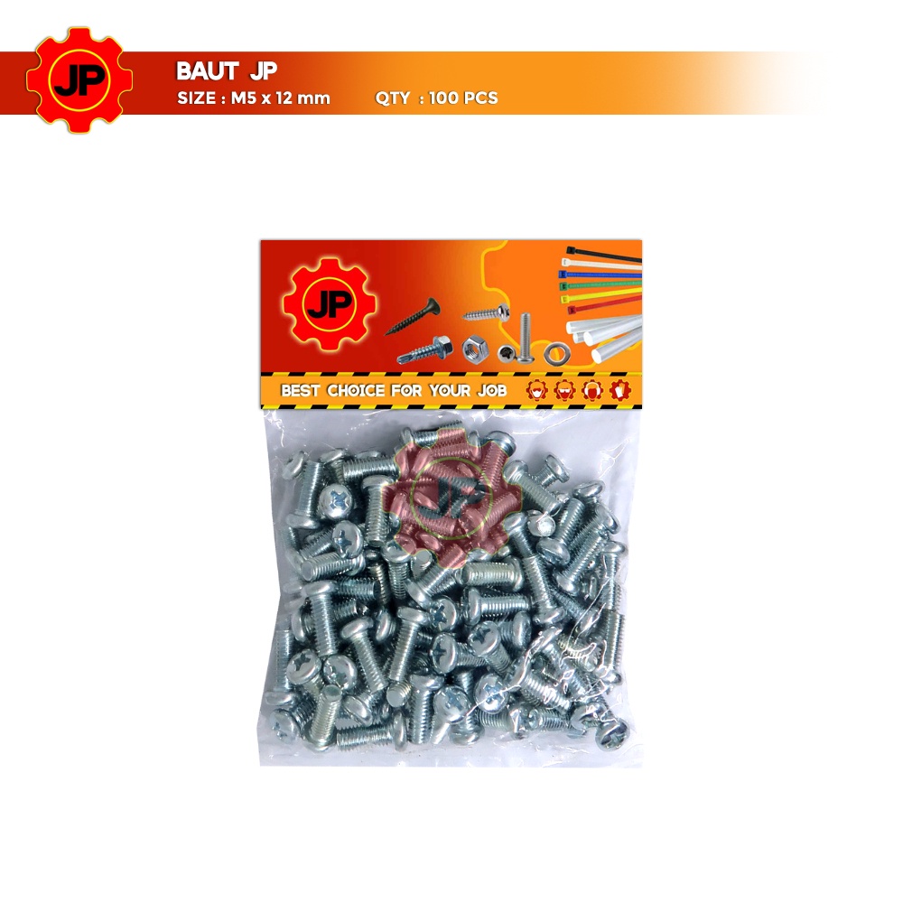 BAUT JP M 5 x 12 MM - SEKRUP SKRUP BAUT JP 5x12 M5 x 12 ISI 100 PCS