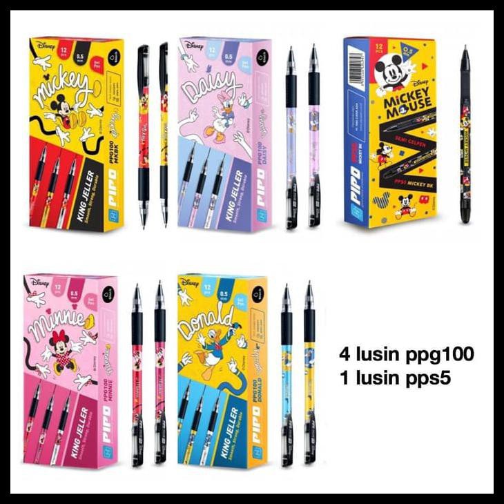 

PAKET A DAPAT 4 LUSIN PULPEN PPG100 DISNEY DAN 1 LUSIN PPS5 MICKEY