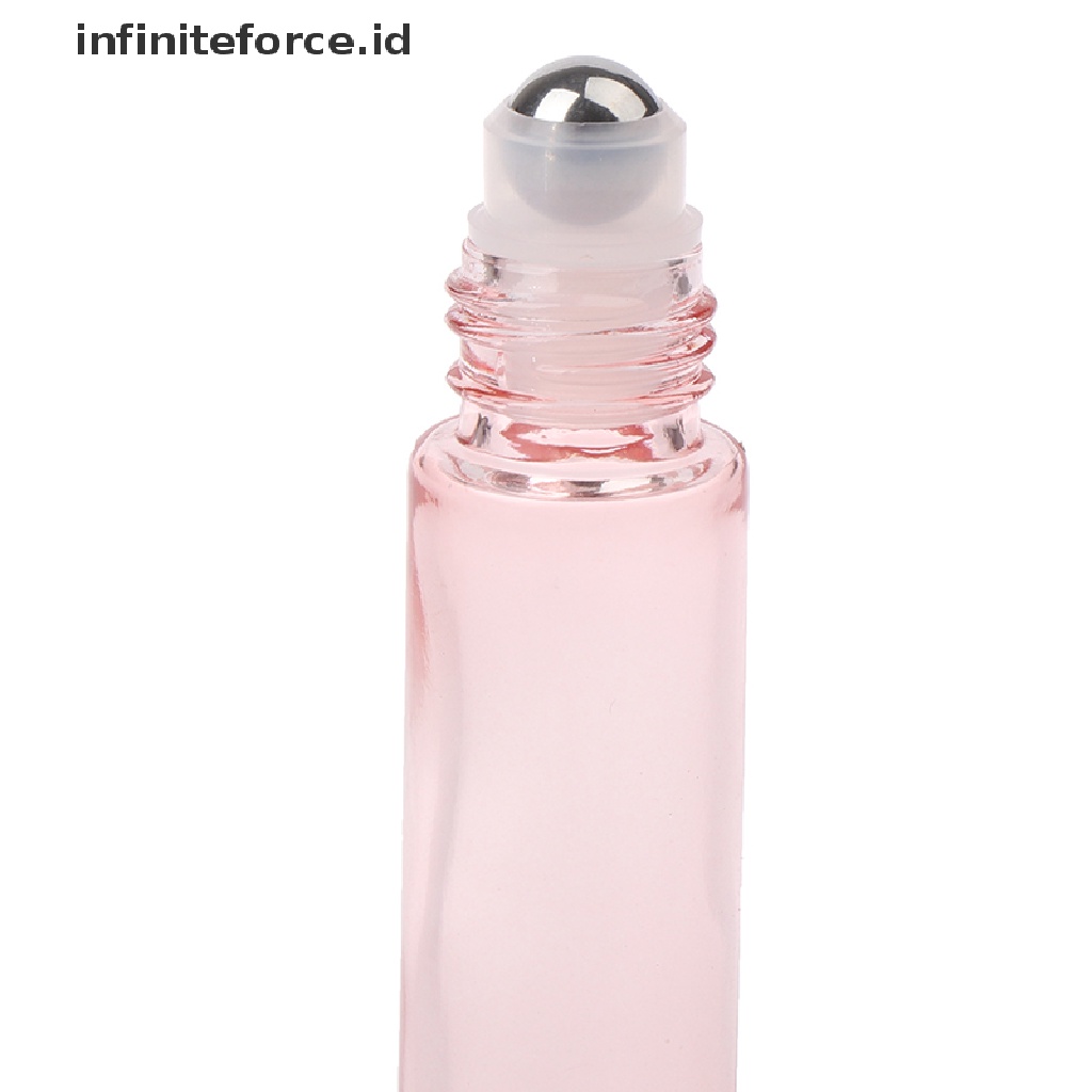 (Infiniteforce.Id) Botol Kaca Roll On Kosong 10ml Warna Pink Untuk Parfum / Essential Oil