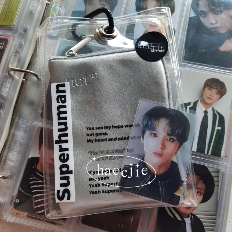 [FULLSET] Official Photocard NCT 127 Haechan Mini Pouch Superhuman Merchandise Silver bag MD Suhum