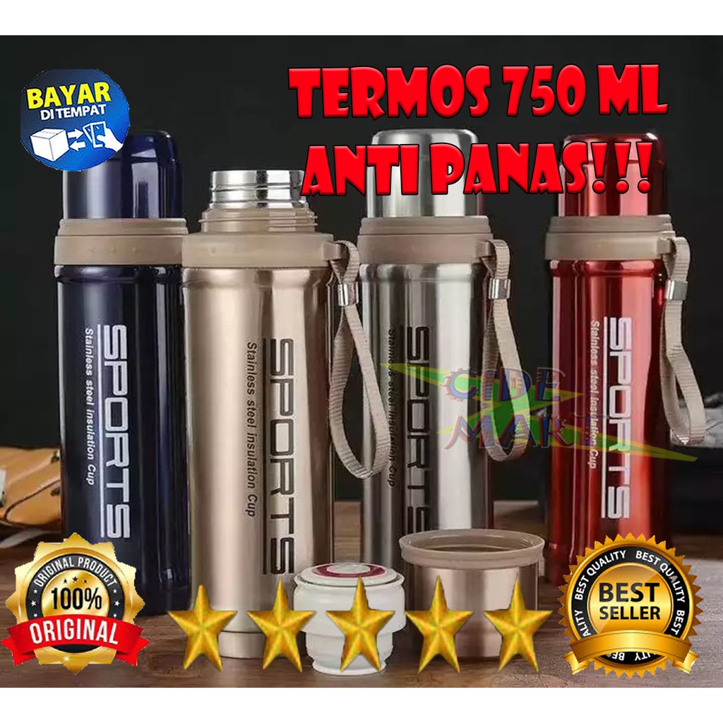 [TAHAN PANAS] Termos botol SPORTS Vacuum Flask Cup bahan Stainless Steel bisa Hot/Cold Travel Termos