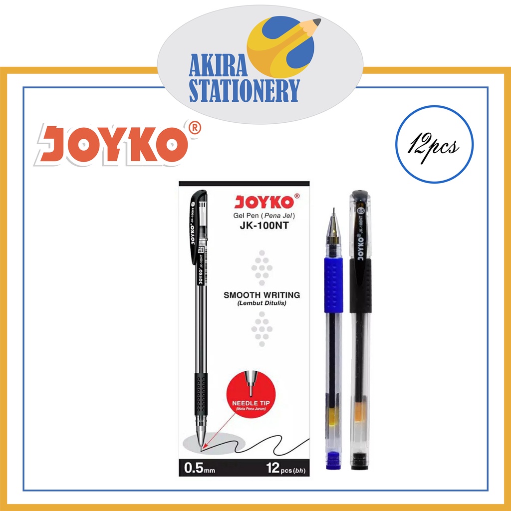 

Pulpen JOYKO JK 100 Gel Warna 0.5 mm / Pen Gel JK-100 Black 05mm / Jk 100 NT Needle Tip BallPoint Cair / Jk-100NTBallpen Cabut PAK ( 12 PCS )