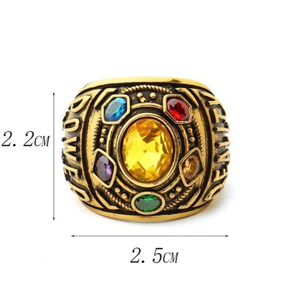 Hu Hu Hu Hu Hu Alat Bantu Pasang Kacamata♡ Cincin Motif Tulisan Power Mind Soul Infinity War Thanos Warna-Warni Untuk Pria