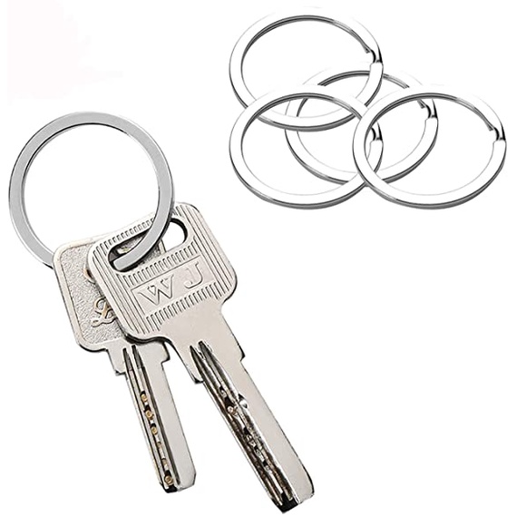 20pcs Wanita Pria DIY Gantungan Kunci Dipoles Perak Gantungan Kunci Aksesoris Gantungan Kunci Logam Gantungan Kunci Split Key Ring 25mm