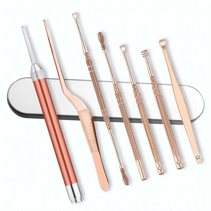 (BISA COD) FTIHSHP Pembersih Telinga Korek Kuping Ear Spoon LED 7 PCS - JC9